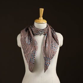 Ajrakh Hand Block Print Natural Dyed Modal Silk Brooch Scarf 43