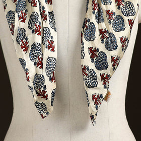 Ajrakh Hand Block Print Natural Dyed Modal Silk Brooch Scarf 44