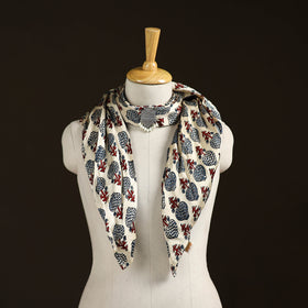 Ajrakh Hand Block Print Natural Dyed Modal Silk Brooch Scarf 44