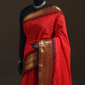 Checks Buti Cotton Zari Border Kanchipuram Saree 15