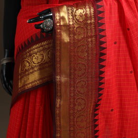 Checks Buti Cotton Zari Border Kanchipuram Saree 15
