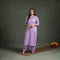 Plain Banana Fiber Soft Cotton Bead Work Straight Kurta with Palazzo Set for women 01