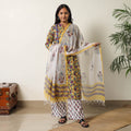  Sanganeri Block Printed Cotton Kurta with Palazzo & Dupatta Set 05 