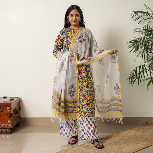 Sanganeri Kurta with Palazzo & Dupatta Set