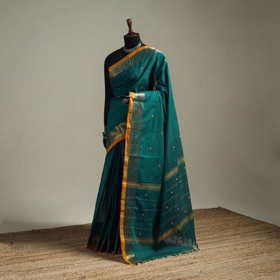 Green - Kanchipuram Buti Cotton Saree with Border 34