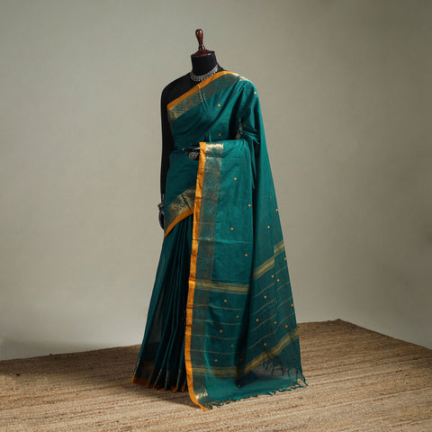 Green - Kanchipuram Buti Cotton Saree with Border 34