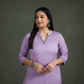 Plain Banana Fiber Soft Cotton Bead Work Straight Kurta with Palazzo Set for women 01