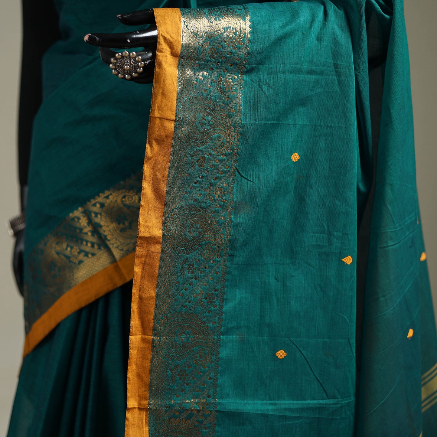 Green - Kanchipuram Buti Cotton Saree with Border 34