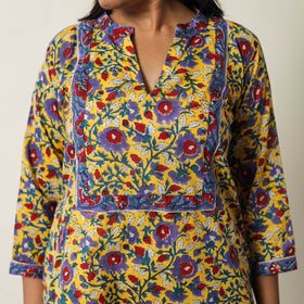  Sanganeri Block Printed Cotton Kurta with Palazzo & Dupatta Set 05 