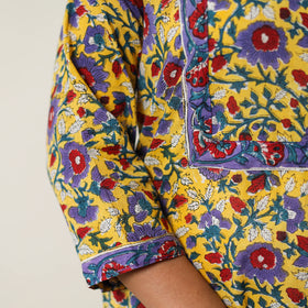  Sanganeri Block Printed Cotton Kurta with Palazzo & Dupatta Set 05 