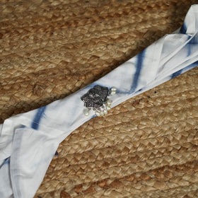 Shibori Tie-Dye Cotton Brooch Scarf 03
