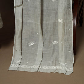 Green - 2pc mul chanderi semi stitched hand beads work