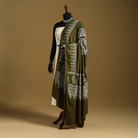 Green - kutch printed rayon dupatta 09 - handcrafted