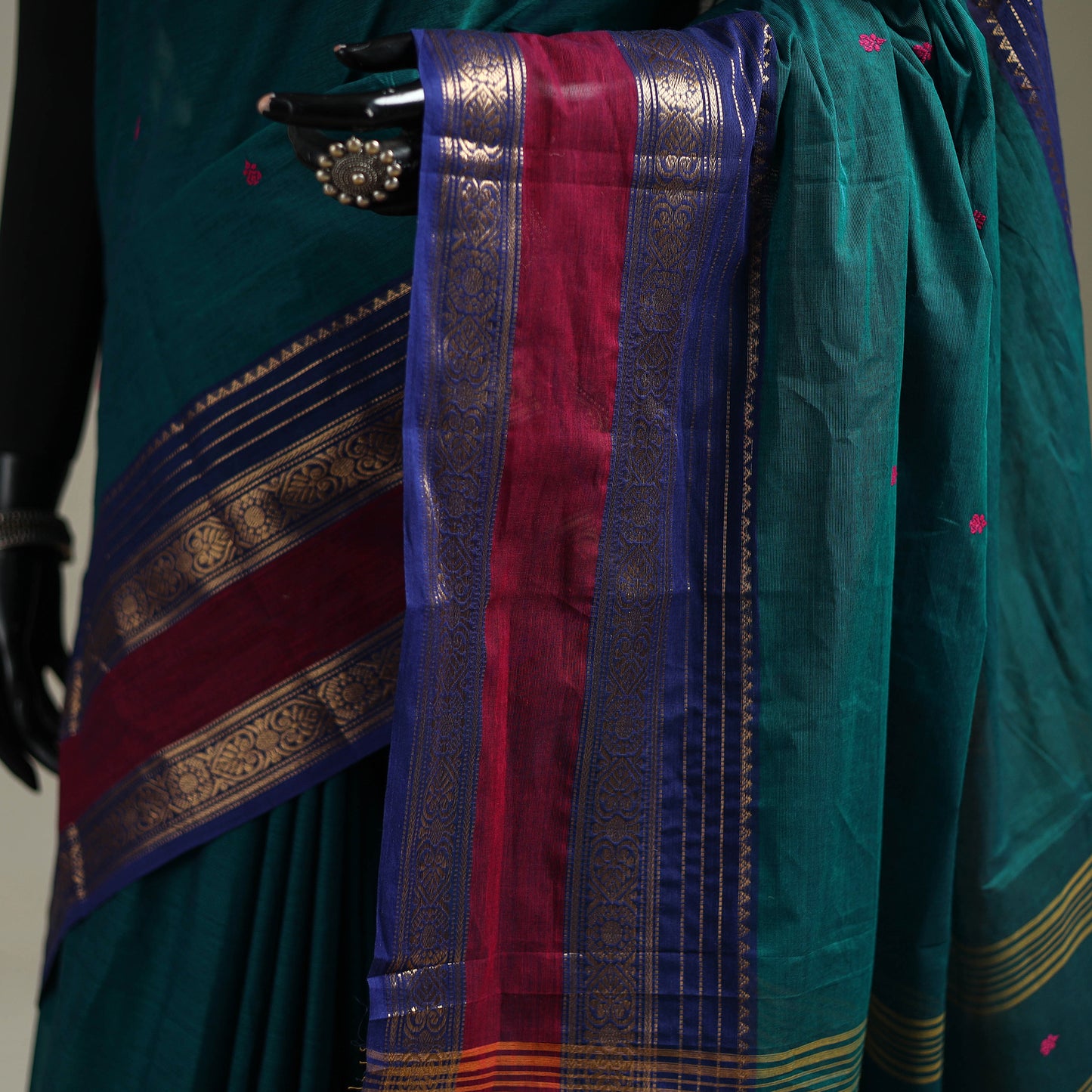 Green - Kanchipuram Buti Cotton Saree with Border 35