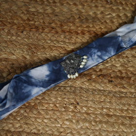Shibori Tie-Dye Cotton Brooch Scarf 07