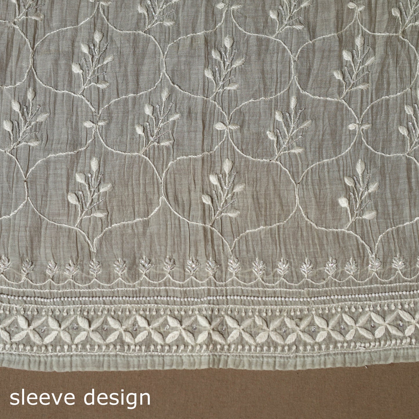 Green - 2pc mul chanderi semi stitched hand beads work