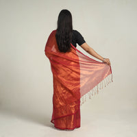 Red - Bengal Fine Tissue Zari Saree 02