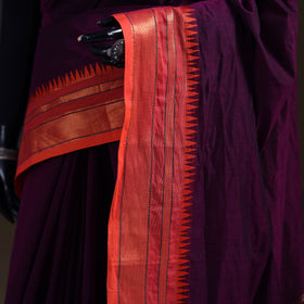 Purple - Chettinad Woven Cotton Saree with Border 01