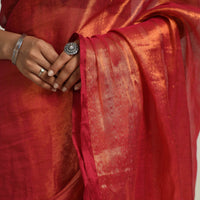 Red - Bengal Fine Tissue Zari Saree 02