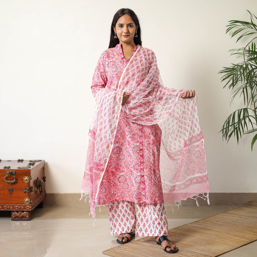 Sanganeri Kurta with Palazzo & Dupatta Set