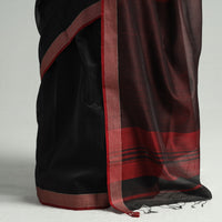 Black - Traditional Maheshwari Silk Cotton Handloom Saree with Thread Border 59