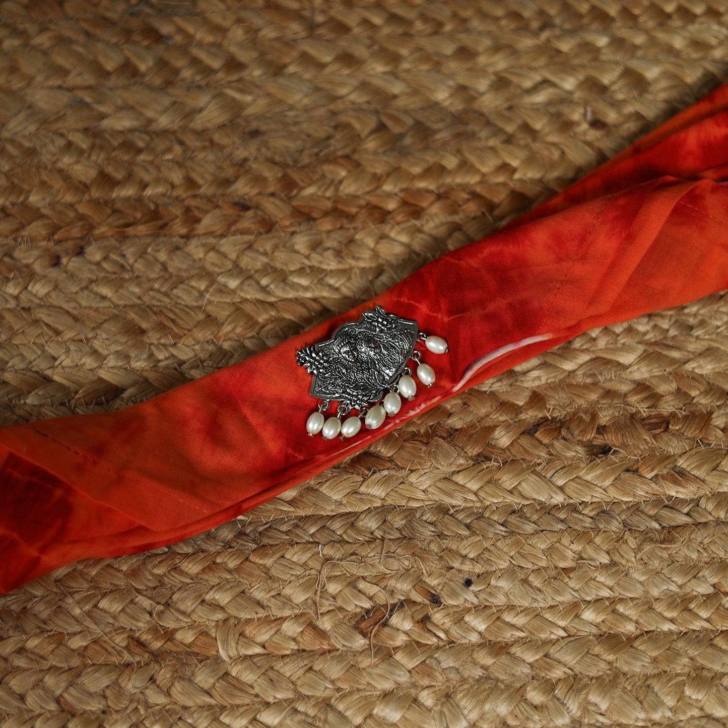 Shibori Tie-Dye Cotton Brooch Scarf 13