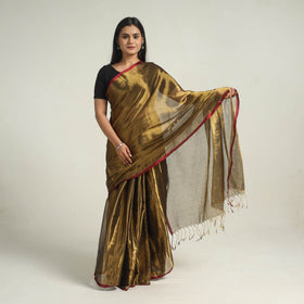Buy Brown Bengal Fine Tissue Zari Saree Online at iTokri.com