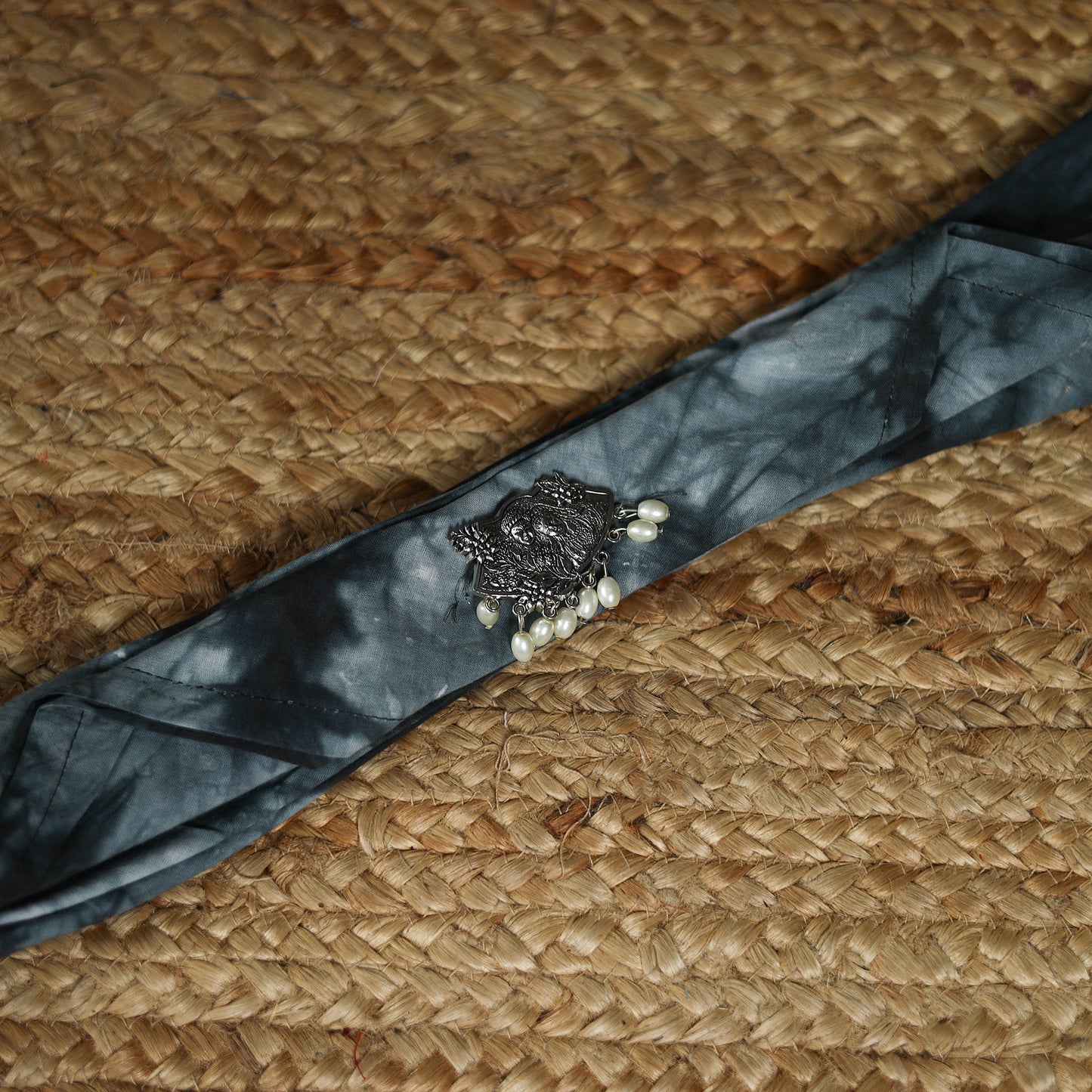 Shibori Tie-Dye Cotton Brooch Scarf 15