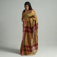 Brown - Traditional Maheshwari Silk Cotton Handloom Saree with Thread Border 60