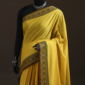 Yellow - Chettinad Woven Cotton Saree with Border 04