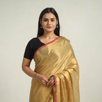 Yellow - Bengal Fine Tissue Zari Saree 04