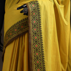 Yellow - Chettinad Woven Cotton Saree with Border 04