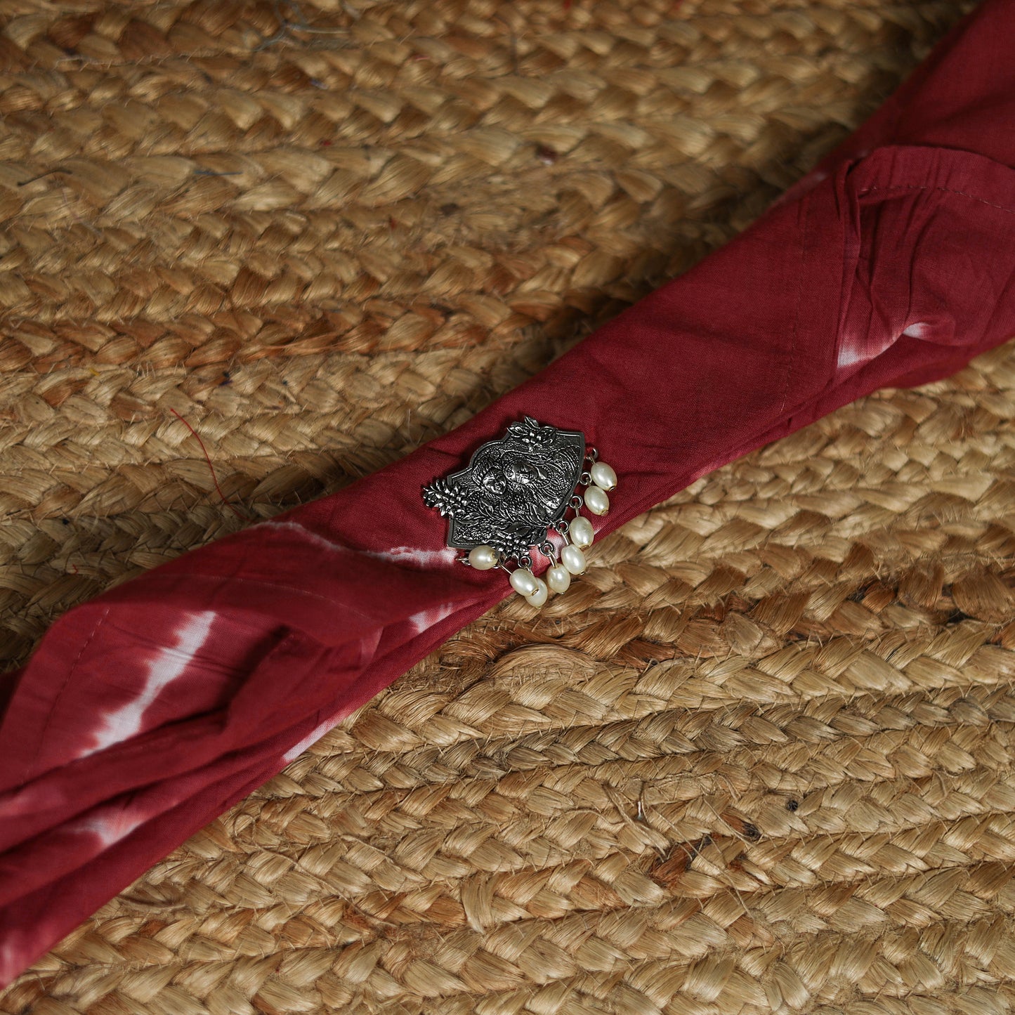 Shibori Tie-Dye Cotton Brooch Scarf 21