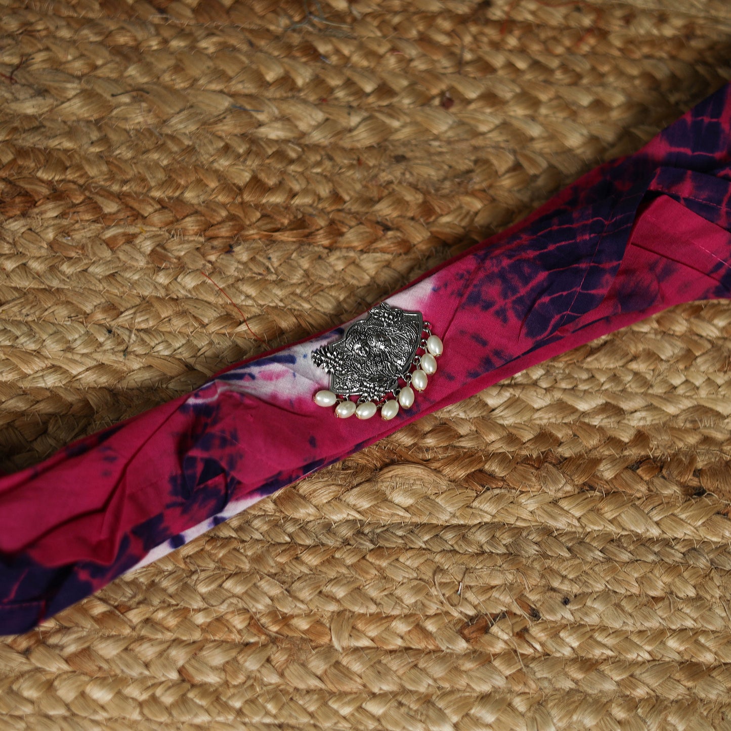 Shibori Tie-Dye Cotton Brooch Scarf 22