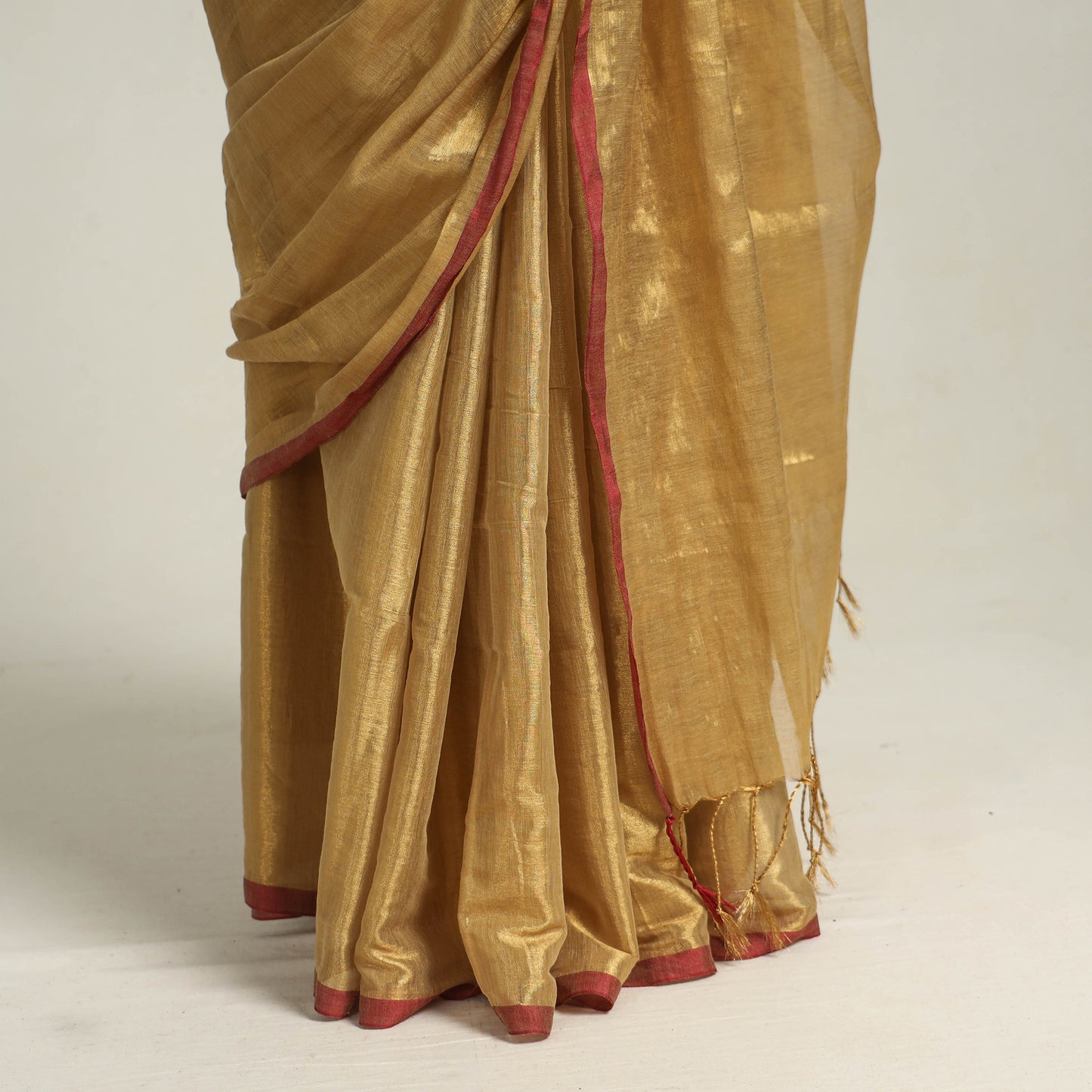 Yellow - Bengal Fine Tissue Zari Saree 04