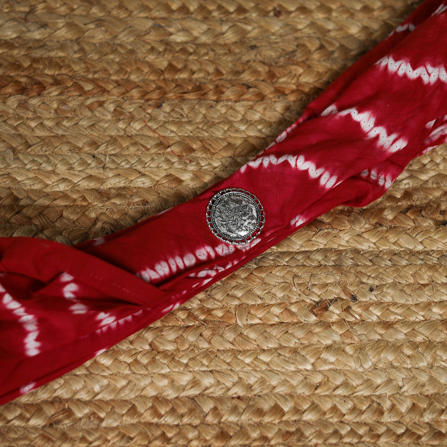 Shibori Tie-Dye Cotton Brooch Scarf 23