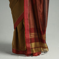 Brown - Traditional Maheshwari Silk Cotton Handloom Saree with Thread Border 61