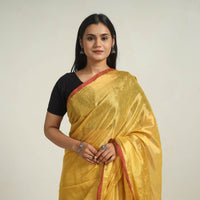 Yellow - Bengal Fine Tissue Zari Saree 05