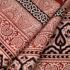Red Bagh Hand Block Print Natural Dyed Cotton Fabric