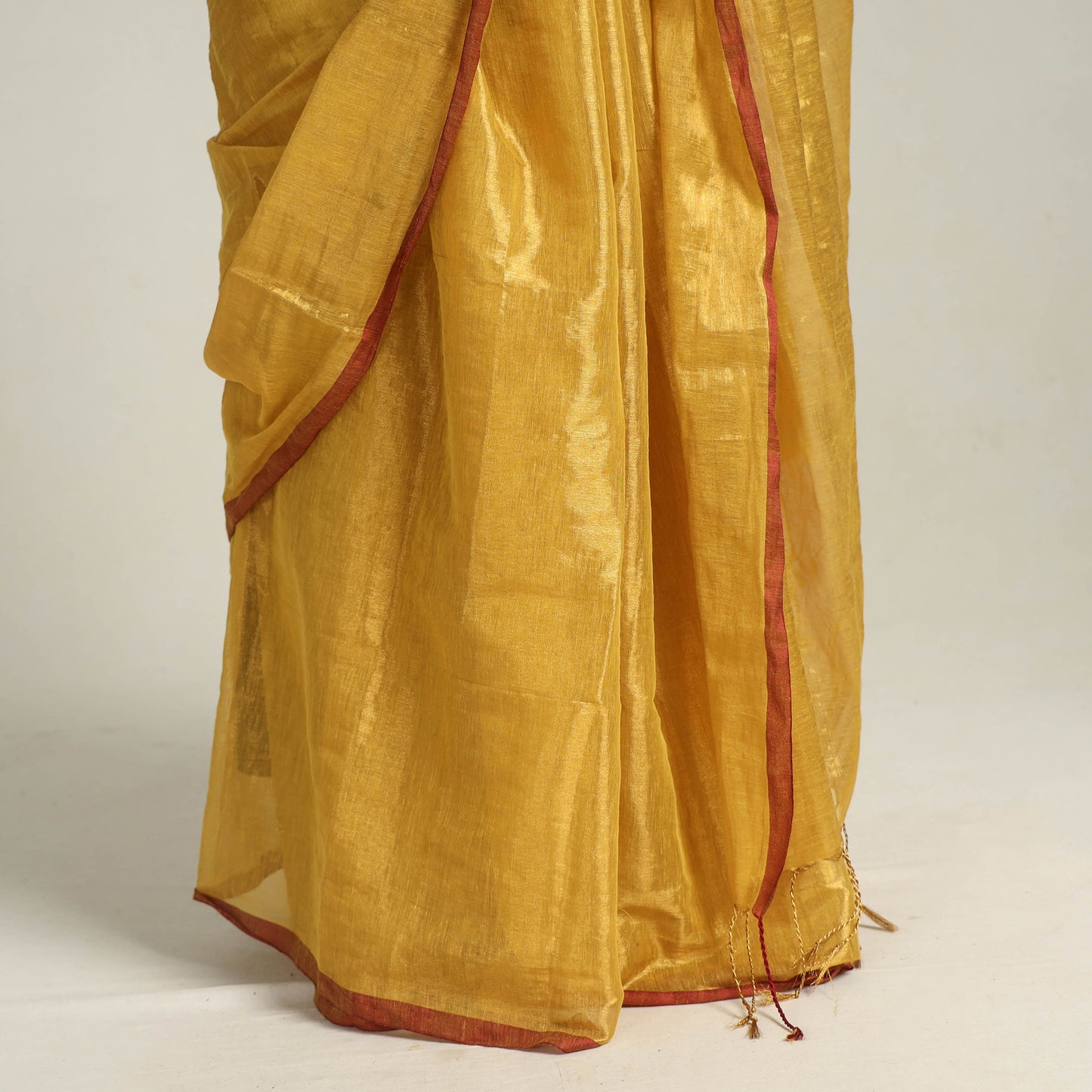 Yellow - Bengal Fine Tissue Zari Saree 05