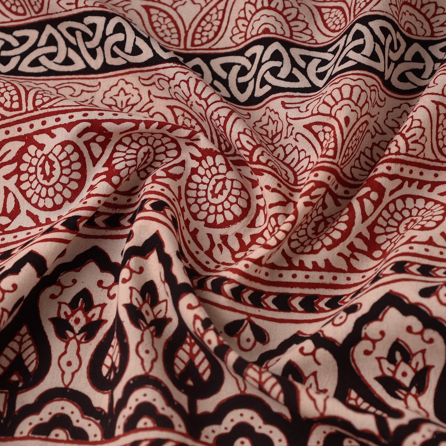 Red Bagh Hand Block Print Natural Dyed Cotton Fabric