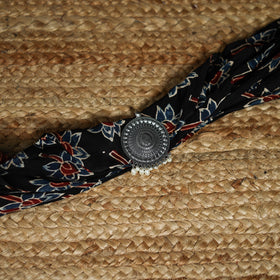Ajrakh Hand Block Print Natural Dyed Modal Silk Brooch Scarf 31