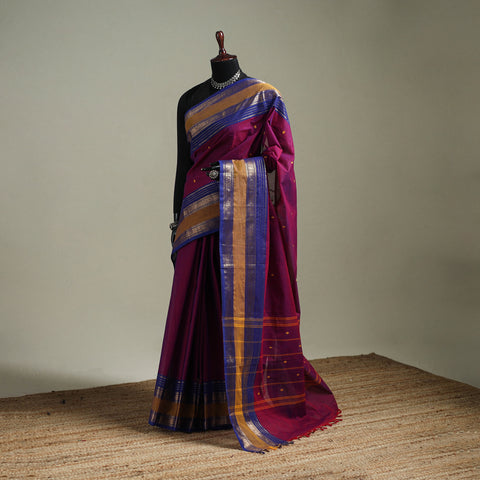 Purple - Kanchipuram Buti Cotton Saree with Border 42