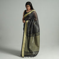 Black - Traditional Maheshwari Silk Handloom Zari Work Saree 63