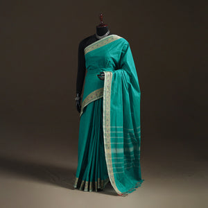 Green - Chettinad Woven Cotton Saree with Border 07
