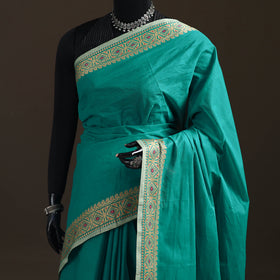 Green - Chettinad Woven Cotton Saree with Border 07