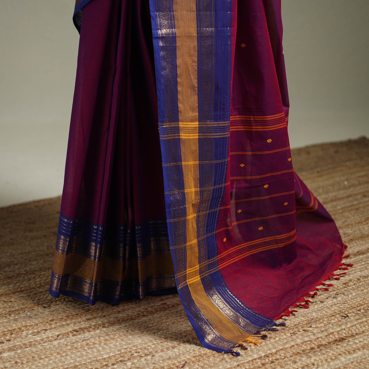 Purple - Kanchipuram Buti Cotton Saree with Border 42