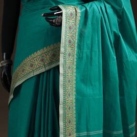 Green - Chettinad Woven Cotton Saree with Border 07