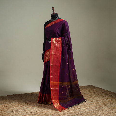 Purple - Kanchipuram Buti Cotton Saree with Border 43