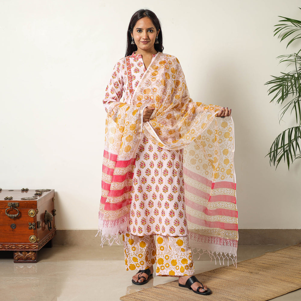 Sanganeri Kurta with Palazzo & Dupatta Set